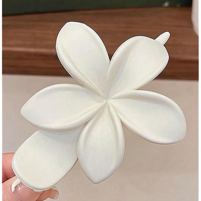 Large Flower Hair Clips Plastic Hair Clips, 10cm, 4 Pieces, Black, White, Beige, Brown, Daily Use, Party, Beach - Image 2